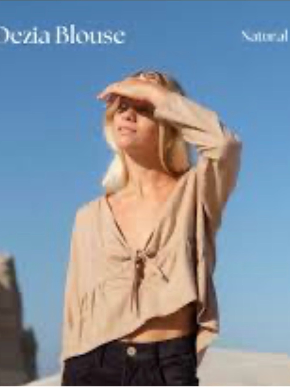 Rare Arraei Collective Dezia peplum cropped tie Blouse 100% linen